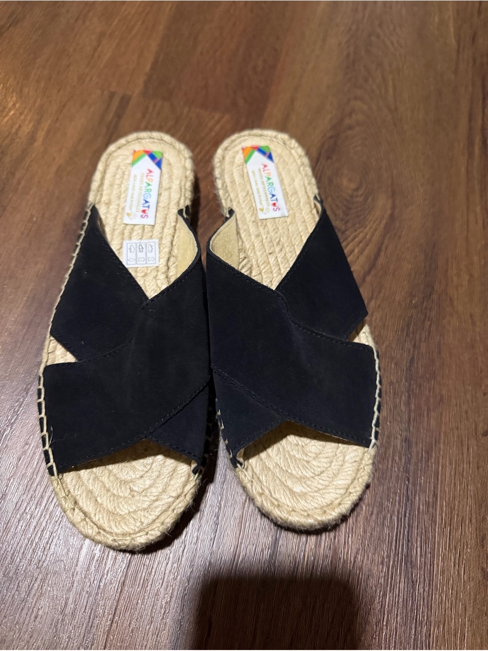Alpargatus crossover black suede flat sandal braided rare summer NWT CASUAL $100